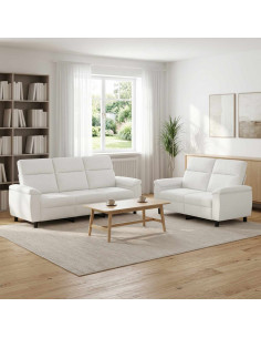 Set di divani 2 pcs Bianco Tessuto