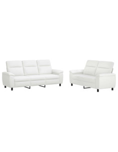 Set di divani 2 pcs Bianco Tessuto 2