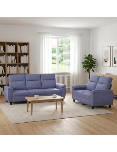 Set di divani 2 pcs Blu jeans Tessuto