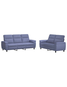 Set di divani 2 pcs Blu jeans Tessuto 2