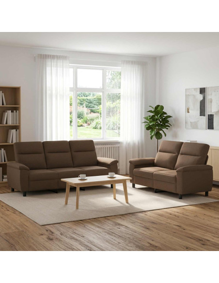 Set di divani 2 pcs Marrone Tessuto