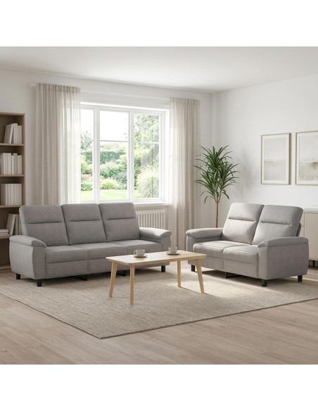 Set di divani 2 pcs Grigio Nuvola Tessuto