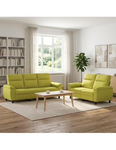 Set di divani 2 pcs Verde chiaro Tessuto
