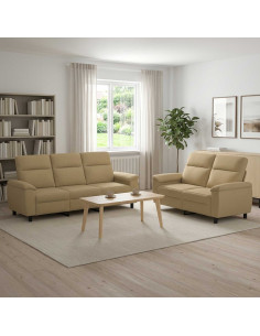 Set di divani 2 pcs Marrone Chiaro Tessuto