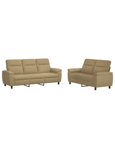 Set di divani 2 pcs Marrone Chiaro Tessuto 2