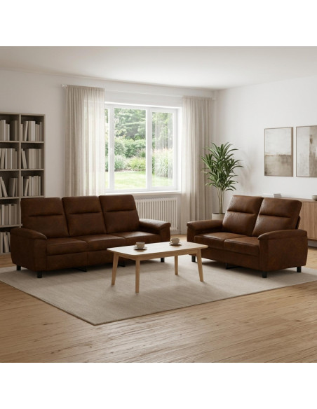 Set di divani 2 pcs Marrone Pelle Scamosciata Sintetica