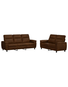 Set di divani 2 pcs Marrone Pelle Scamosciata Sintetica 2