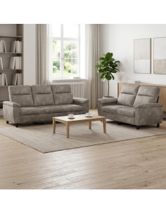 Set di divani 2 pcs Grigio Chiaro Pelle Scamosciata Sintetica