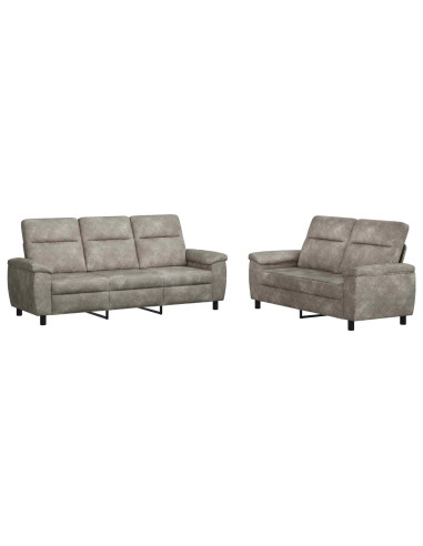 Set di divani 2 pcs Grigio Chiaro Pelle Scamosciata Sintetica