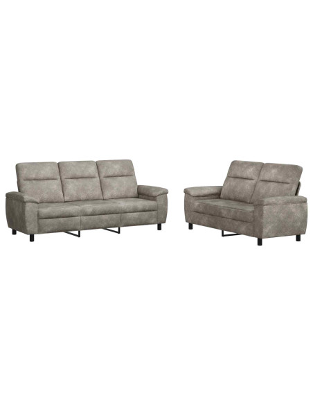 Set di divani 2 pcs Grigio Chiaro Pelle Scamosciata Sintetica