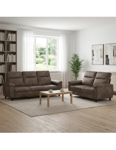 Set di divani 2 pcs Grigio Scuro Pelle Scamosciata Sintetica