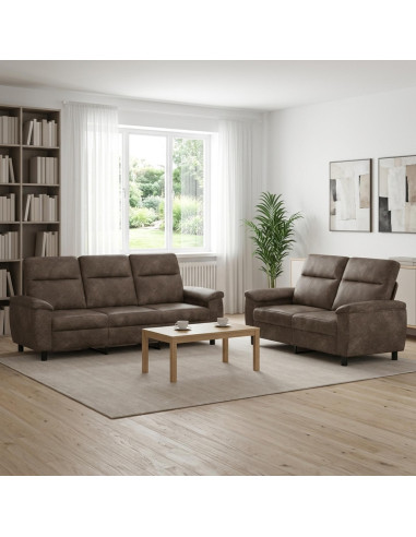 Set di divani 2 pcs Grigio Scuro Pelle Scamosciata Sintetica