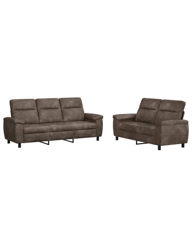 Set di divani 2 pcs Grigio Scuro Pelle Scamosciata Sintetica