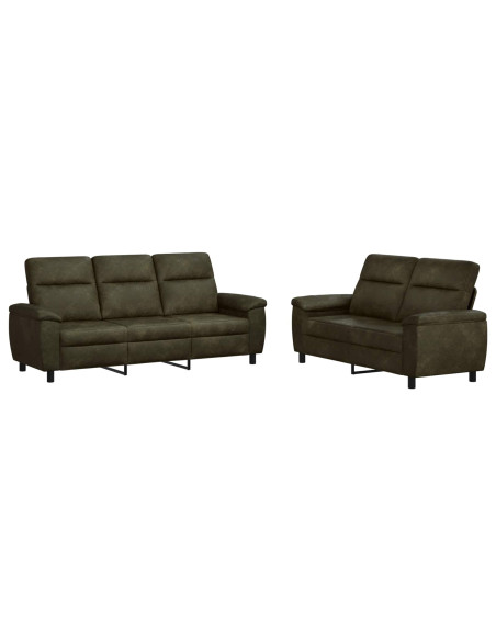 Set di divani 2 pcs Verde militare Pelle Scamosciata Sintetica
