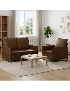 Set di divani 2 pcs Marrone Tessuto scamosciato sintetico