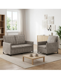 Set di divani 2 pcs Grigio Chiaro Tessuto scamosciato sintetico