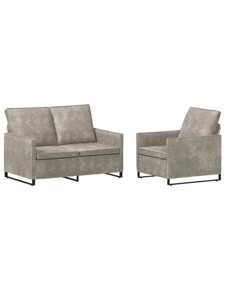 Set di divani 2 pcs Grigio Chiaro Tessuto scamosciato sintetico