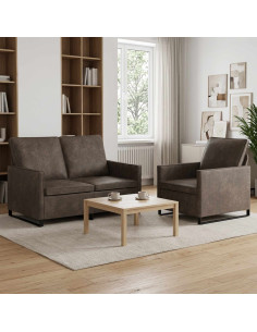 Set di divani 2 pcs Grigio Scuro Tessuto scamosciato sintetico