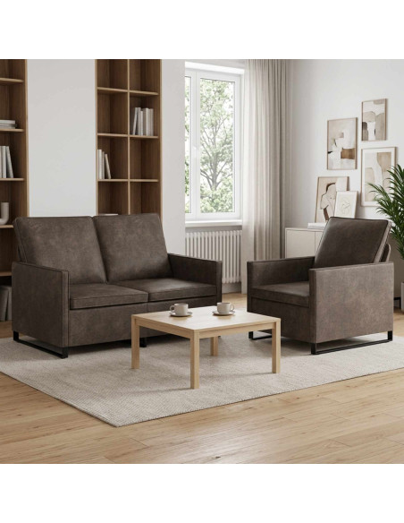 Set di divani 2 pcs Grigio Scuro Tessuto scamosciato sintetico