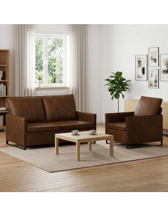 Set di divani 2 pcs Marrone Tessuto scamosciato sintetico
