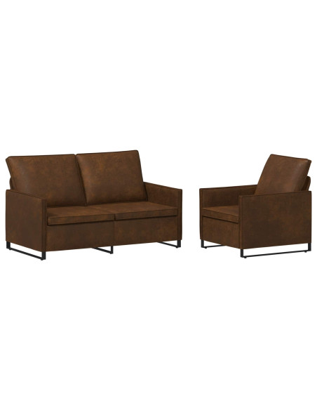 Set di divani 2 pcs Marrone Tessuto scamosciato sintetico