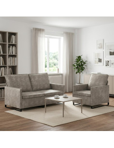 Set di divani 2 pcs Grigio Chiaro Tessuto scamosciato sintetico