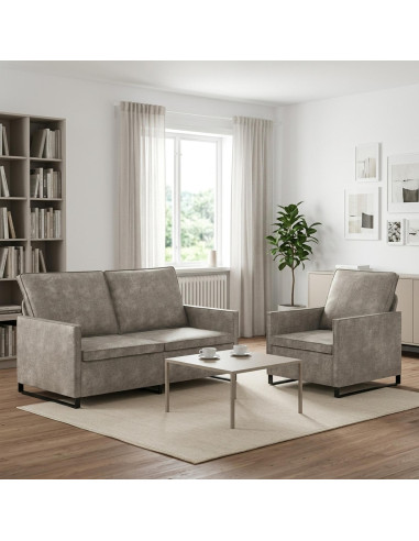 Set di divani 2 pcs Grigio Chiaro Tessuto scamosciato sintetico