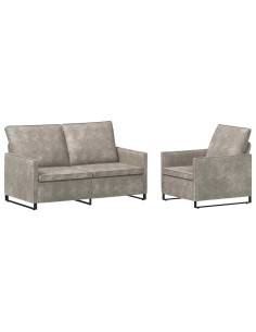 Set di divani 2 pcs Grigio Chiaro Tessuto scamosciato sintetico 2