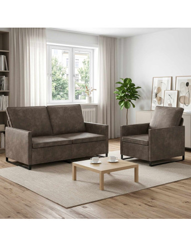 Set di divani 2 pcs Grigio Scuro Tessuto scamosciato sintetico