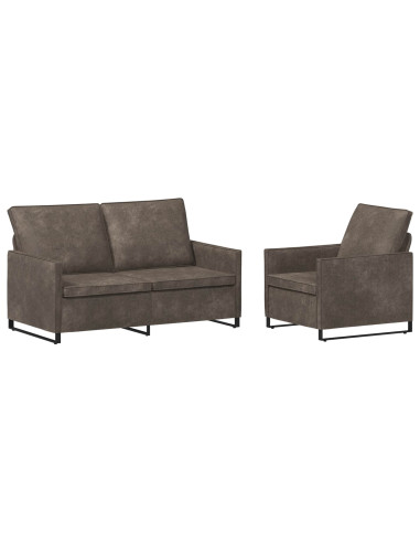 Set di divani 2 pcs Grigio Scuro Tessuto scamosciato sintetico