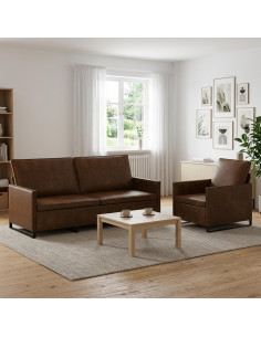 Set di divani 2 pcs Marrone Tessuto scamosciato sintetico