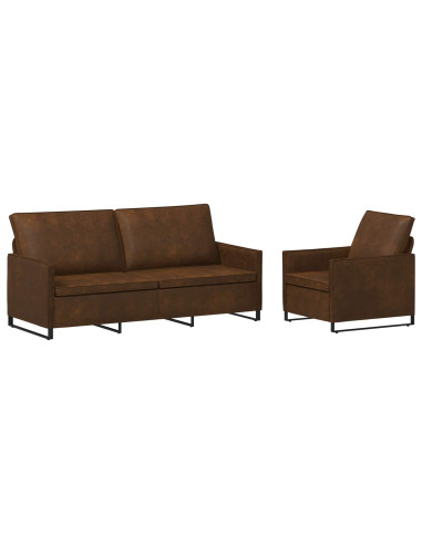 Set di divani 2 pcs Marrone Tessuto scamosciato sintetico