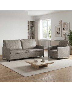 Set di divani 2 pcs Grigio Chiaro Tessuto scamosciato sintetico