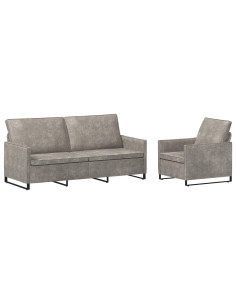 Set di divani 2 pcs Grigio Chiaro Tessuto scamosciato sintetico 2