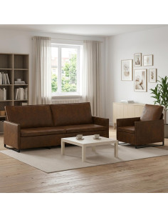 Set di divani 2 pcs Marrone Tessuto scamosciato sintetico