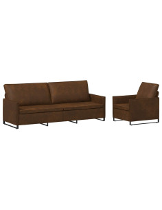 Set di divani 2 pcs Marrone Tessuto scamosciato sintetico 2