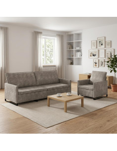 Set di divani 2 pcs Grigio Chiaro Tessuto scamosciato sintetico