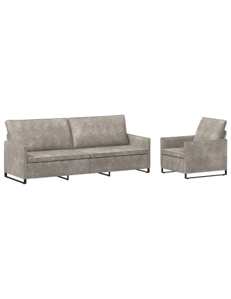 Set di divani 2 pcs Grigio Chiaro Tessuto scamosciato sintetico