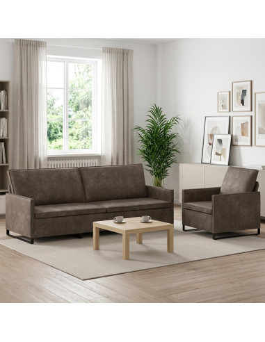 Set di divani 2 pcs Grigio Scuro Tessuto scamosciato sintetico