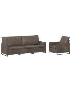 Set di divani 2 pcs Grigio Scuro Tessuto scamosciato sintetico 2