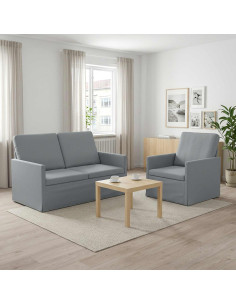Set di divani 2 pcs Grigio Chiaro Tessuto