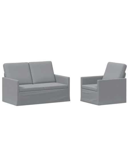 Set di divani 2 pcs Grigio Chiaro Tessuto