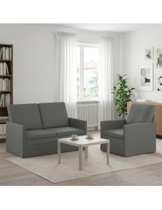 Set di divani 2 pcs Grigio Scuro Tessuto
