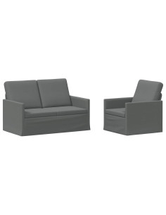 Set di divani 2 pcs Grigio Scuro Tessuto 2