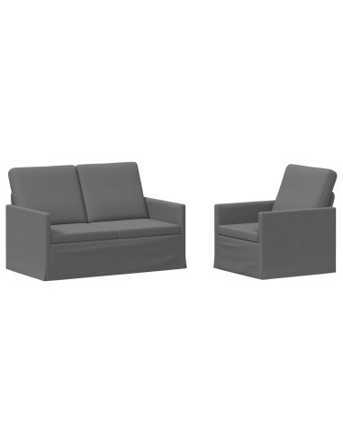 Set di divani 2 pcs Grigio Scuro Tessuto