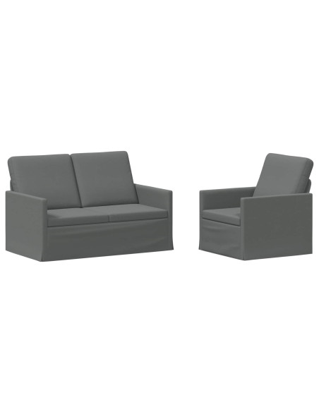 Set di divani 2 pcs Grigio Scuro Tessuto