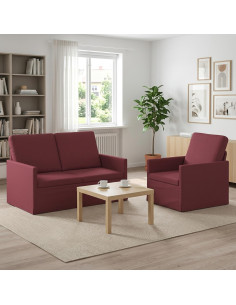 Set di divani 2 pcs Rosso Vino Tessuto