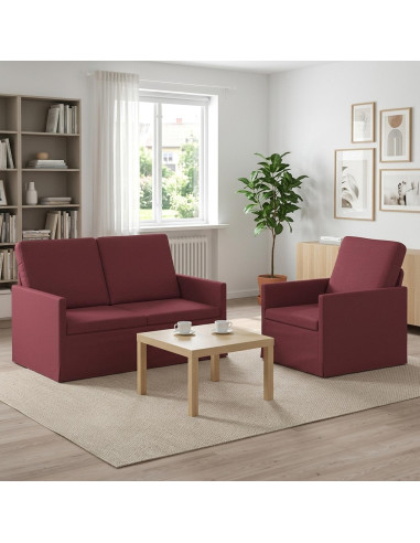 Set di divani 2 pcs Rosso Vino Tessuto