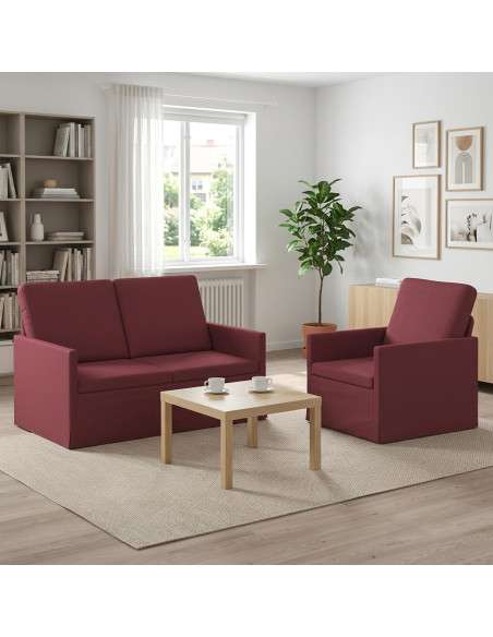 Set di divani 2 pcs Rosso Vino Tessuto