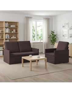 Set di divani 2 pcs Marrone Scuro Tessuto